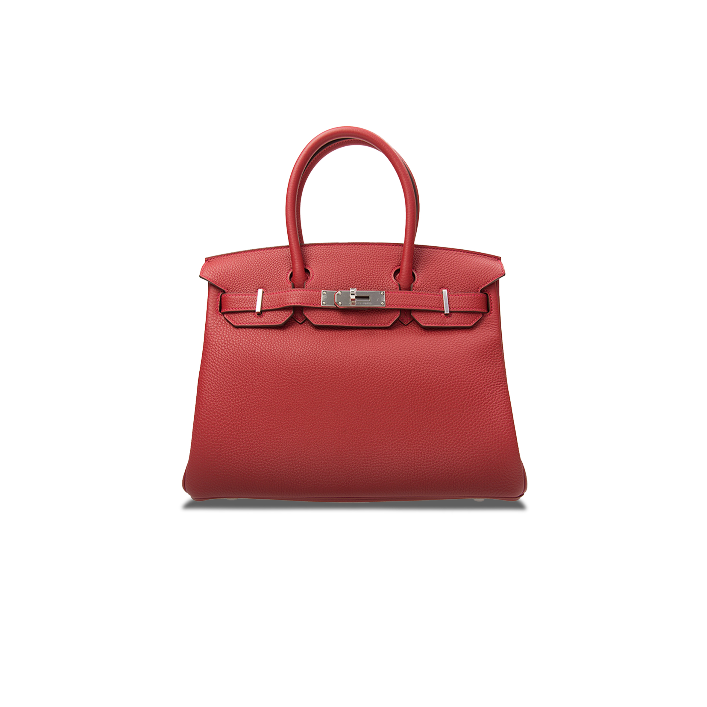 H**mes master birkin 35 togo leather flag red silver buckle bag h028369ck05 (35*28*18cm)